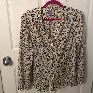 Button down top, cheetah print